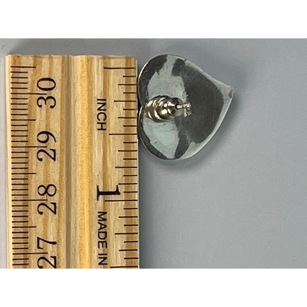 Vintage 925 Sterling Silver Large Heart Pierced Stud Earrings - Picture 5 of 6